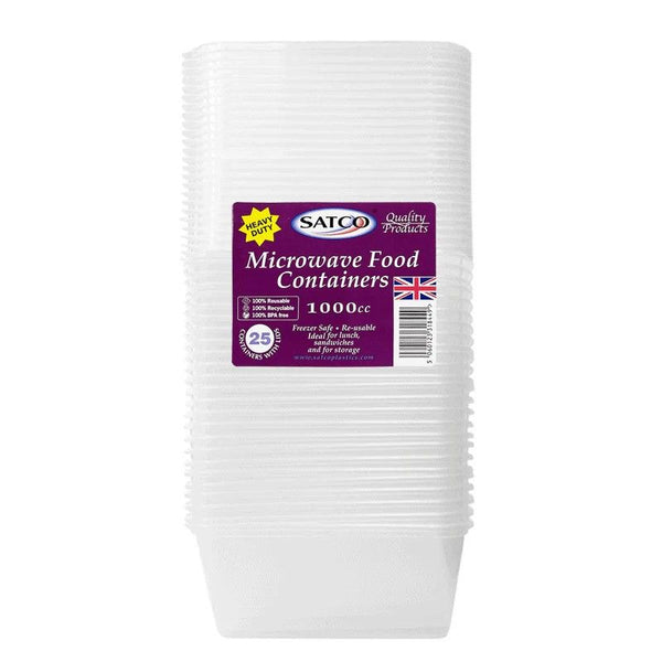 Satco microwave food containers 1000ML (25pack)