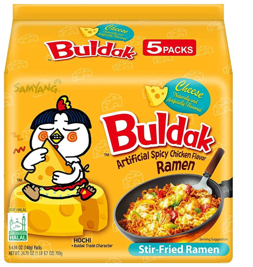 Buldak Hot Chicken Ramen Noodles Cheese (5 Pack)